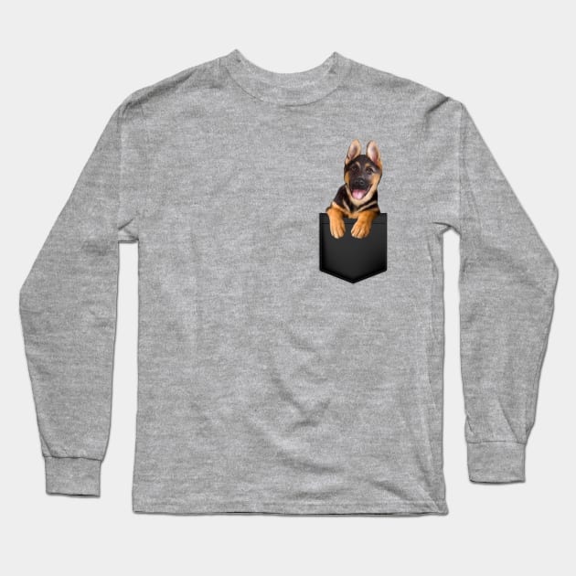 German Shepherd in Pocket Funny German Shepard Long Sleeve T-Shirt by Mind Your Tee